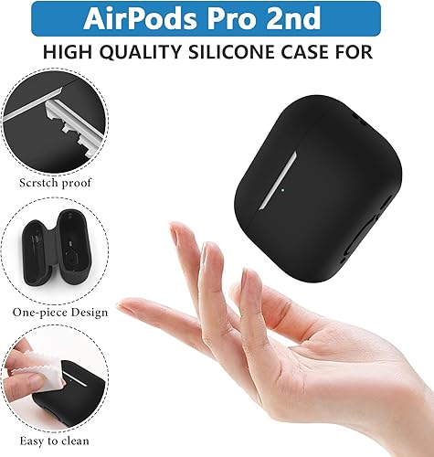 Miniatura 7 de Funda protectora de silicona suave para Airpods Pro 2 de 2 generación, a prueba de golpes, con llavero para Air Pods Pro 2, funda de carga para
