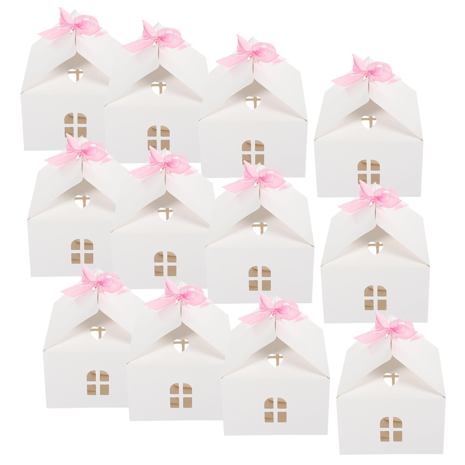 minkissy 60 Pezzi Scatole Caramelle a Forma di Casa, Bianche, Leggere,