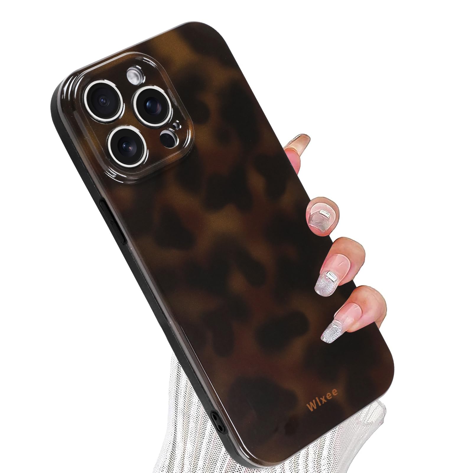 Wlxee for iPhone 13 Pro Case, Aesthetic Tortoise Shell Leopard Pattern, Slim Shockproof Translucent Matte Brown deep Cover, Full Camera Protection
