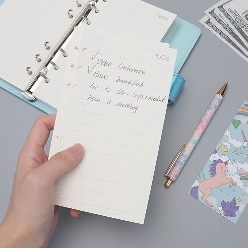 Miniatura 2 de Papel de repuesto A6 para lista de tareas, paquete de 3 insertos de carpeta de 6 agujeros perforados, 135 hojas270 páginas, papel de carpeta