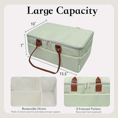 Miniatura 5 de Organizador de bolsa de pañales, organizador de automóvil para cosas de bebé con tapa, cesta de almacenamiento impermeable para baby shower para