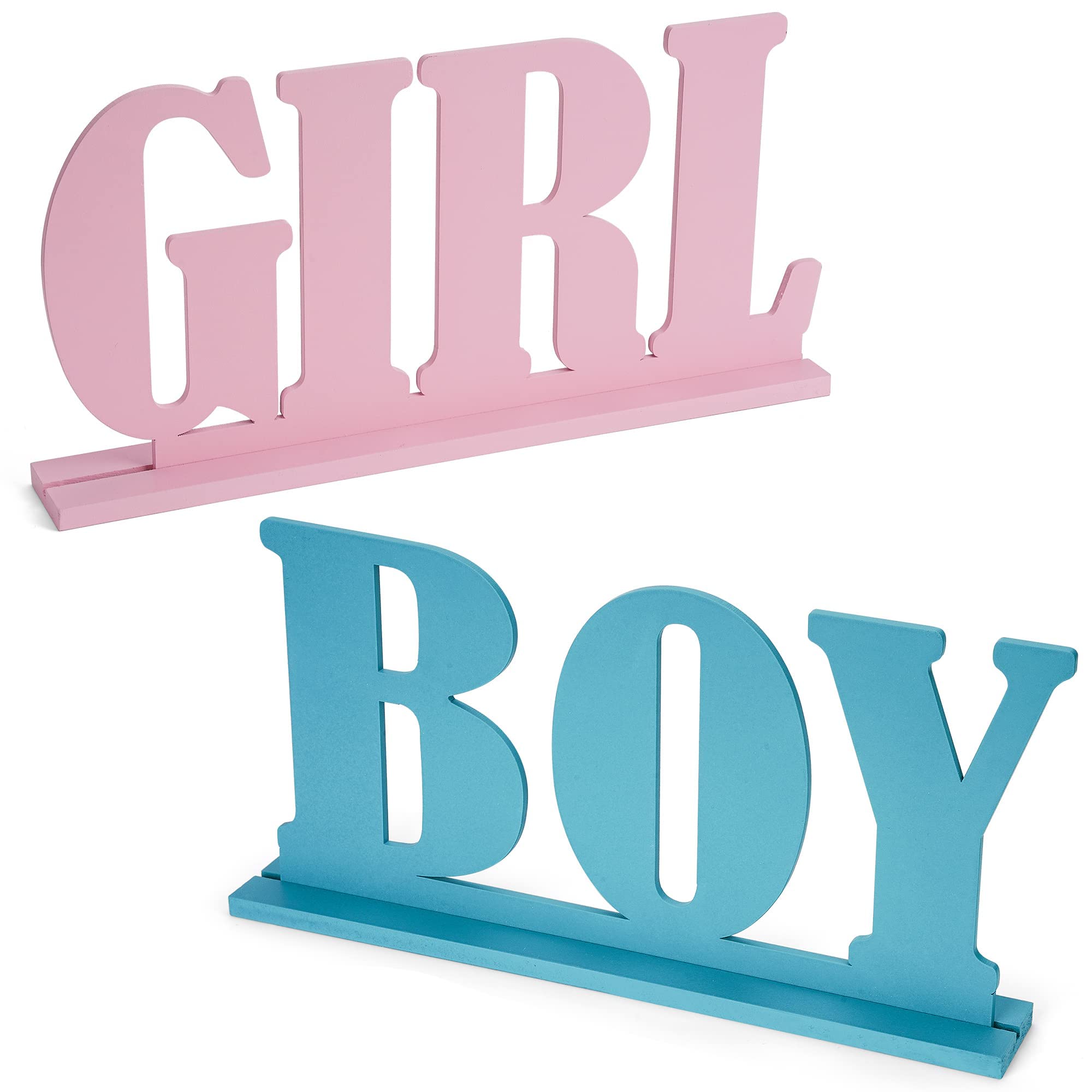 Gender Reveal Decorations, Boy or girl Wooden Blue and Pink Letter Sign, Boy Girl Wooden Table Decorations, Blue Pink Table Centerpieces for Baby Shower Decor Gender Reveal Party Supplies