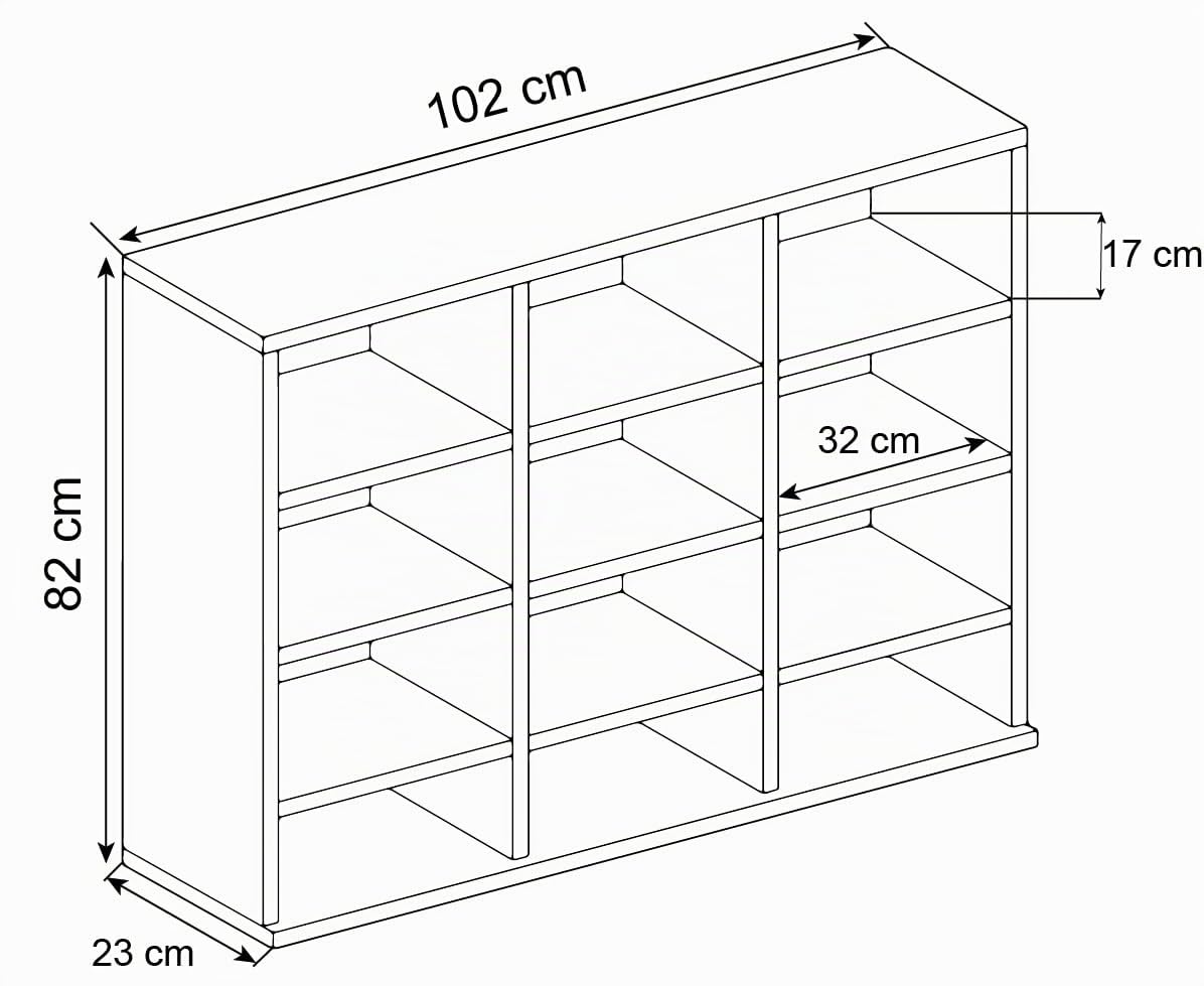 VCM Holzregal stehend, platzsparender CD-Schrank für 480 CDs oder 224 DVDs, Maße:H. 82 x B. 102 x T. 23 cm, Elegantes DVD Regal stehend, Blu-Ray Regal, CD Regal Megosa L