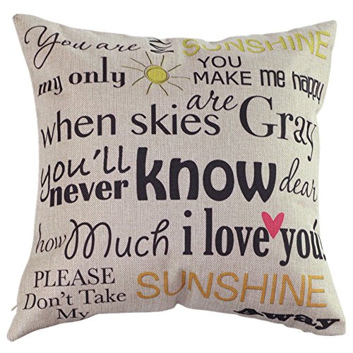 Do4U Cotton Linen Home Decor Sofa Throw Pillow Cover Cushion Case 18 x 18 inch (Alphabet) (Know)