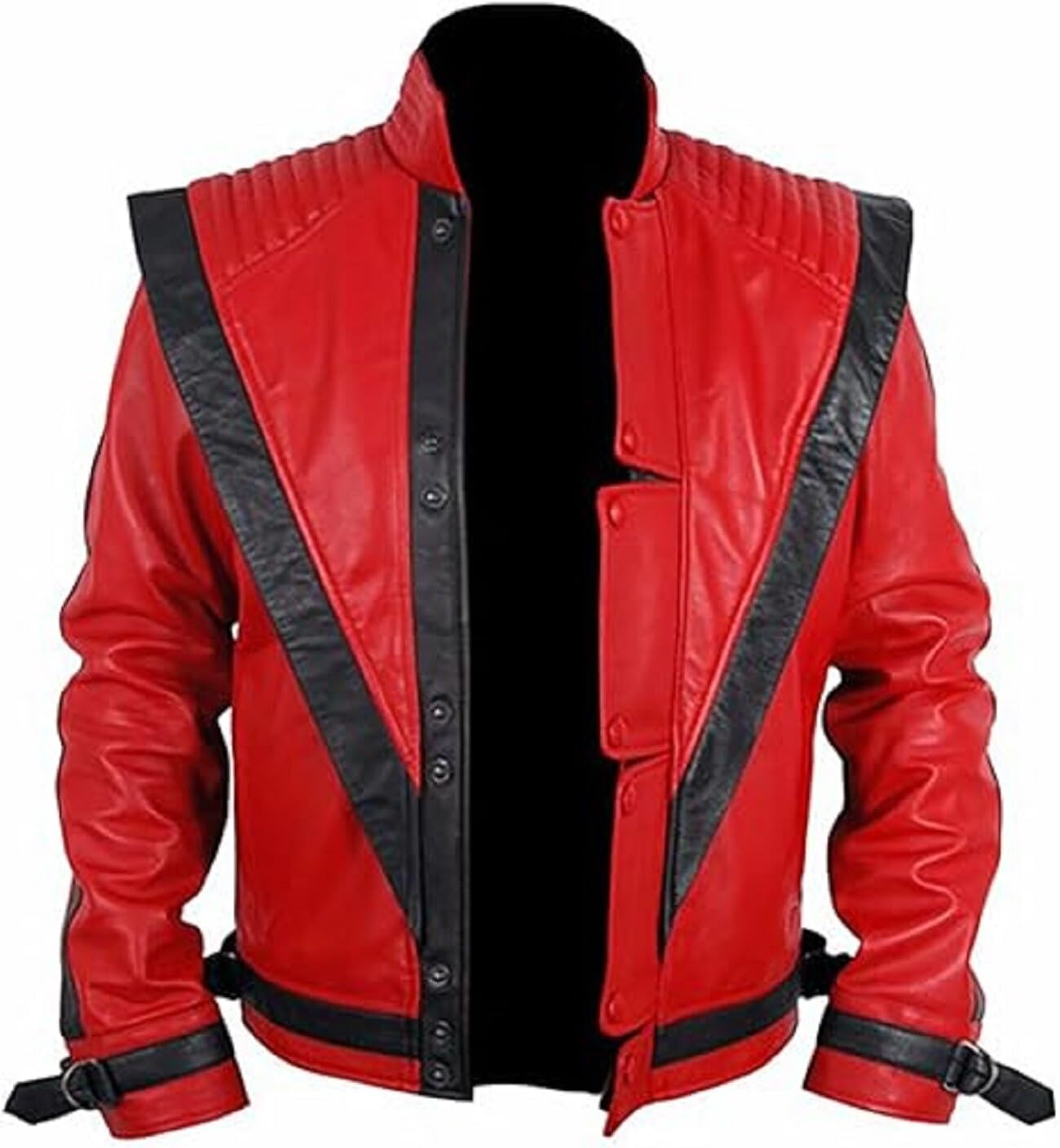 Męska czerwona kurtka skórzana MJ Thriller Real & Faux