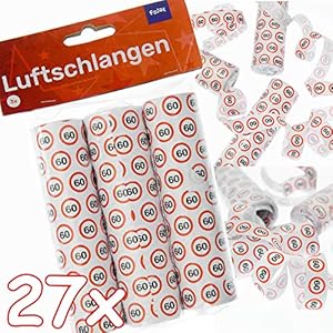 Carpeta 27 Luftschlangen * 60. Geburtstag * als Deko für Party und Birthday | 3 Rollen mit je 9 Schlangen mit…
