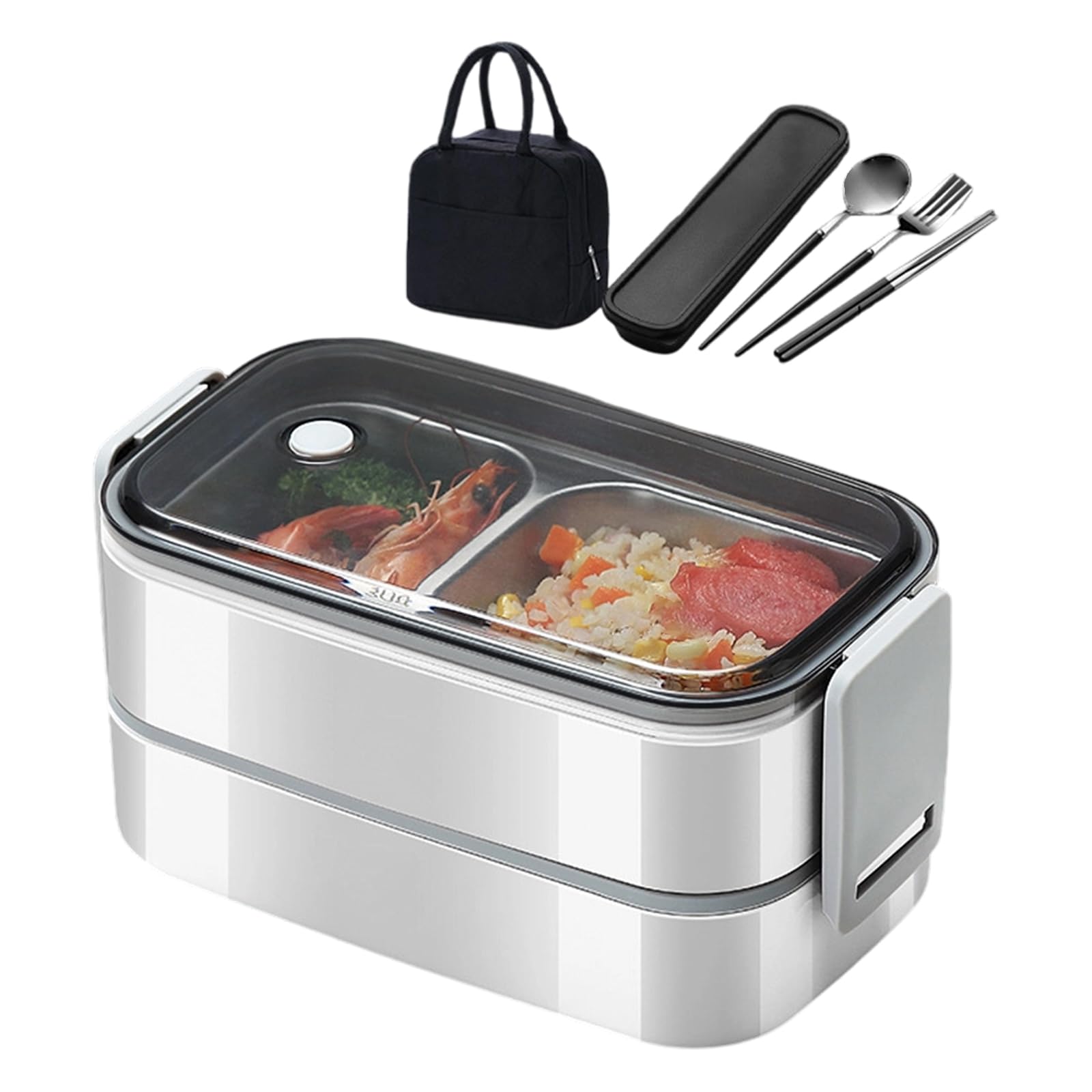 Jazuaiao C Leak-Resistant Lunch Meal Set, Stainless Steel Food Ontainer, Double Layer Design, Arry Bag, School Routine, Daily Food Tin Portable Packed Meal Organizer Lunch