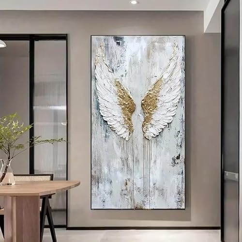 IHHGNB Frameless Modern Abstract Angel Wing Texture Wall Art Canvas Painting Wall Pictures Artwork Poster Prints for Bedroom(40x80cm(16x31in)/No frame)