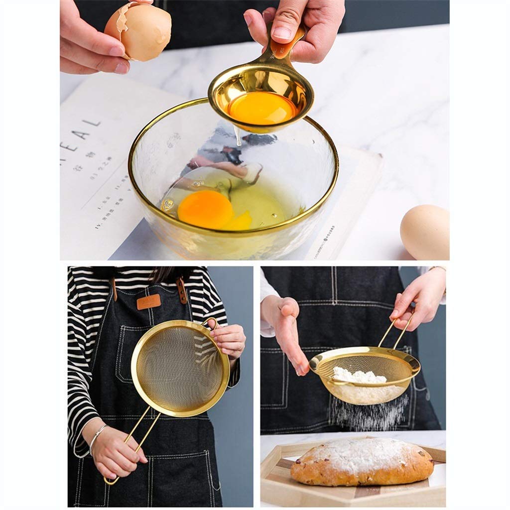ZHANGXIAO Backwerkzeug, Rostfreier Stahl Küchensieb Zum Küche Puderzucker Kuchenmehl Ei (Farbe : Flour Sieve M)
