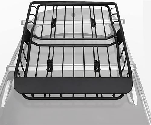 Cesta para portaequipajes de techo, cesta de acero resistente de 63 x 43 pulgadas, cesta de carga universal para techo, capacidad de carga de 165