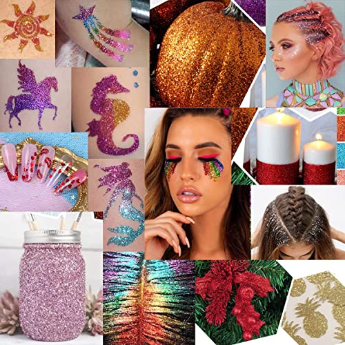 12 Color Holographic Glitter For Nail, Shimmer Chunky Eye Glitter For Face, Hair, Body, Glitter Eyesahdow Makeup, Cosmetics Glitter Art Makeup (12Colors) #TOP5