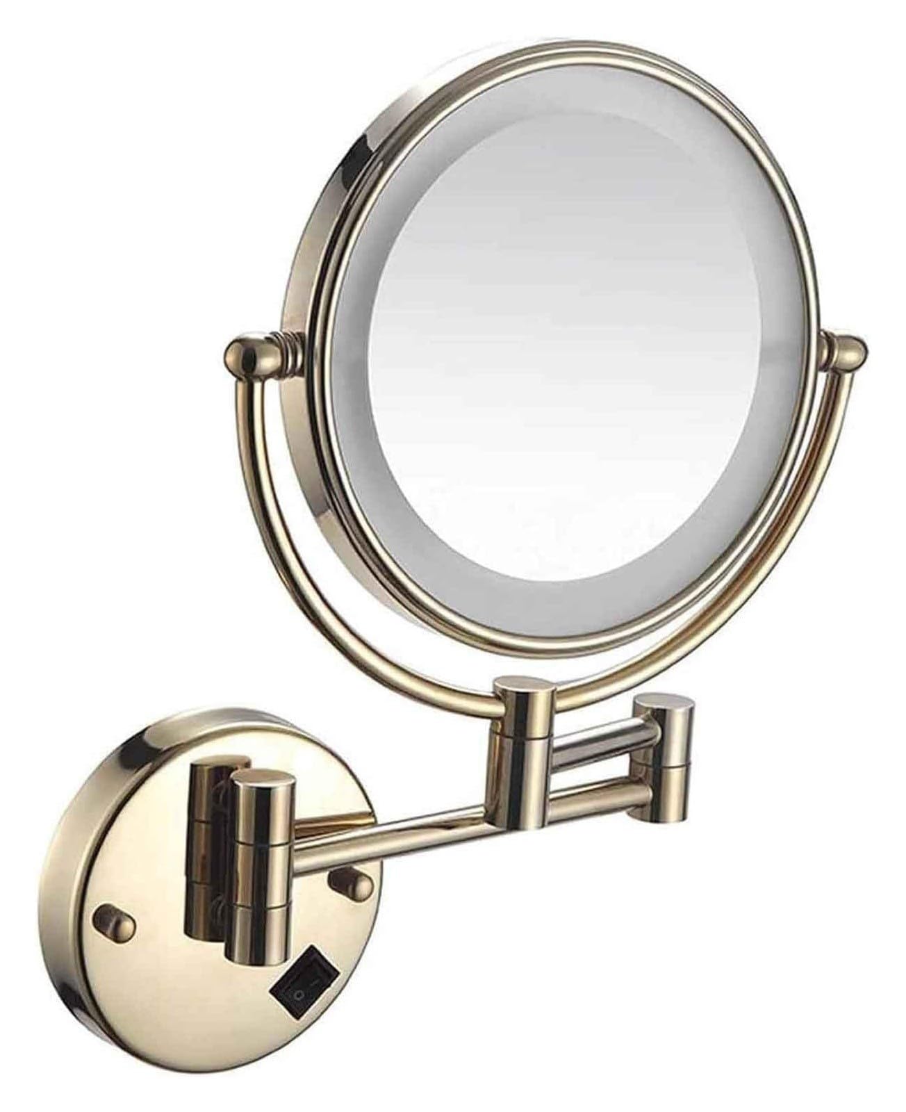 Specchio for trucco ingranditore 7X in ottone e acciaio inossidabile