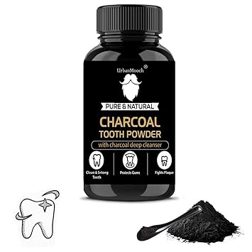 UrbanMooch Organic Activated Charcoal Teeth Whitening Powder for Men, Stain Removal and Activated Charcoal Formula For Long Lasting Freshness, 20 gm