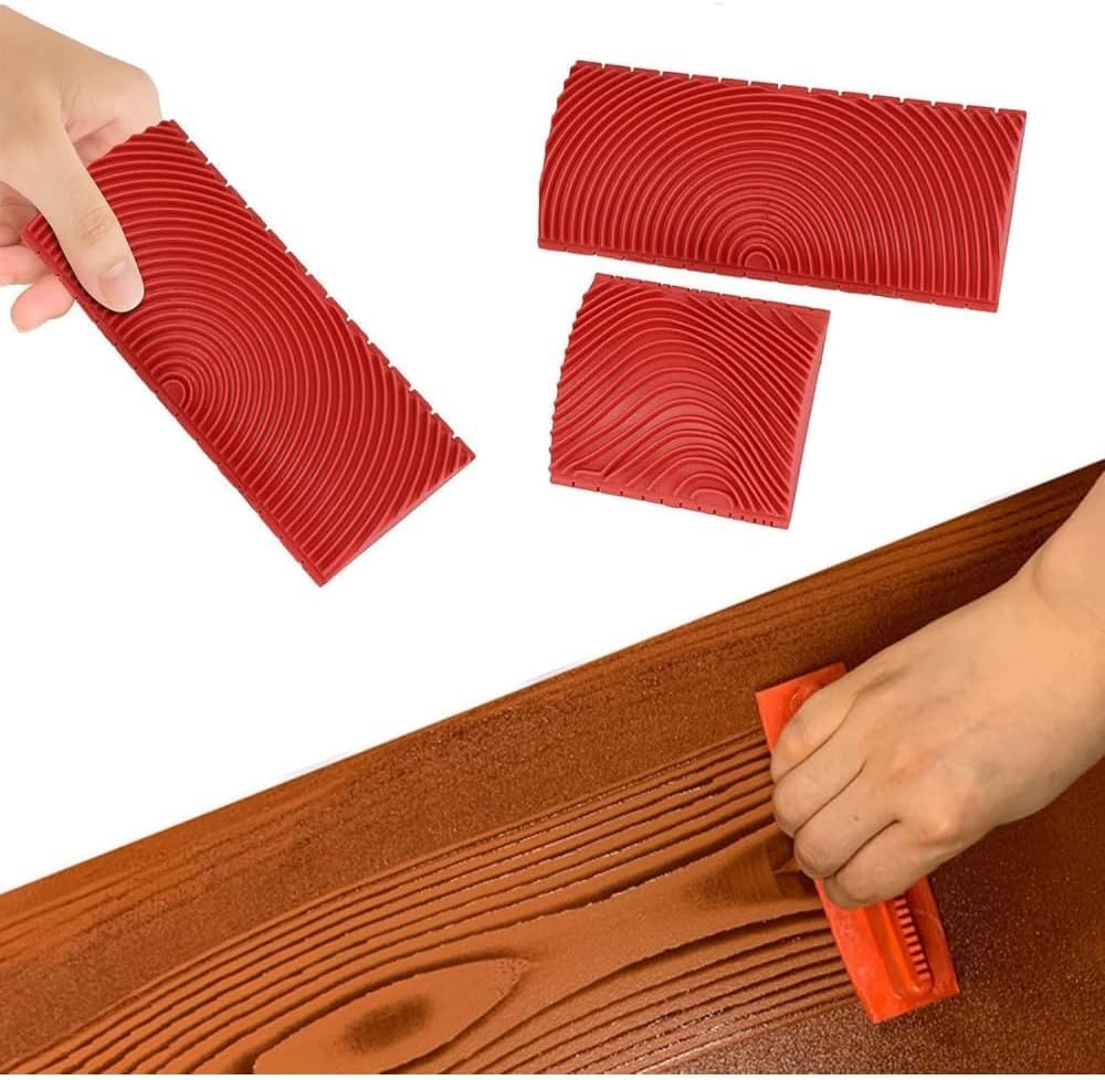 Wood Grain Tool Set, Wood Grain Painting Tool, Wood Grain Roller Wood Texture Paint Tool, DIY Rubber Wood Pattern Painting Roller for Wall Room Art Decoration