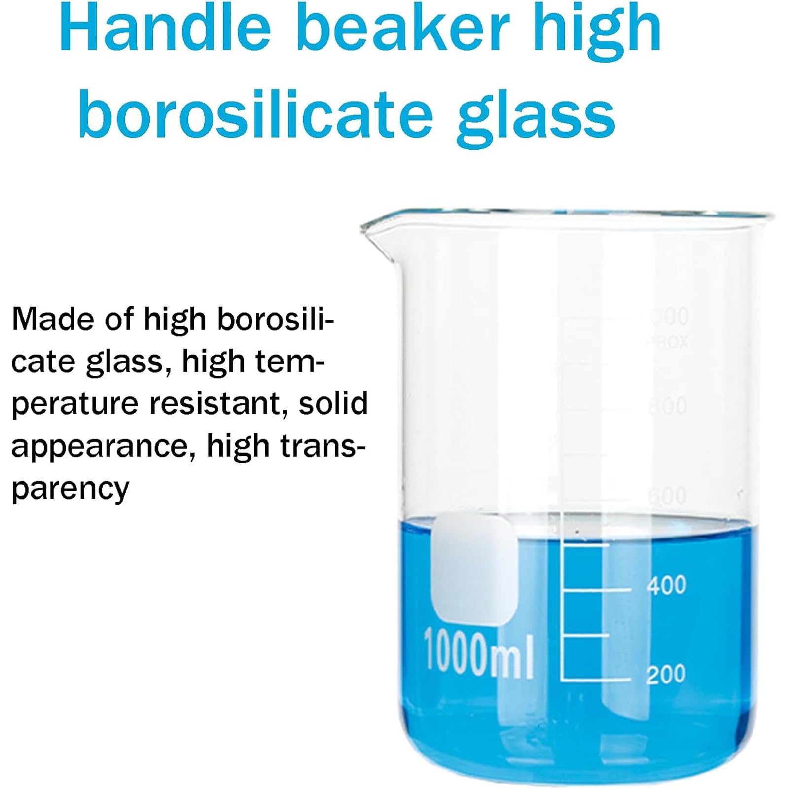 Vaso Medidor Graduado De Vidrio, Cristalería (50~2000 Ml), Escala Precisa/Clara, con Puerto De Desvío De Descarga + Mango, para Fines Clínicos/panadería/educativos,2000ml