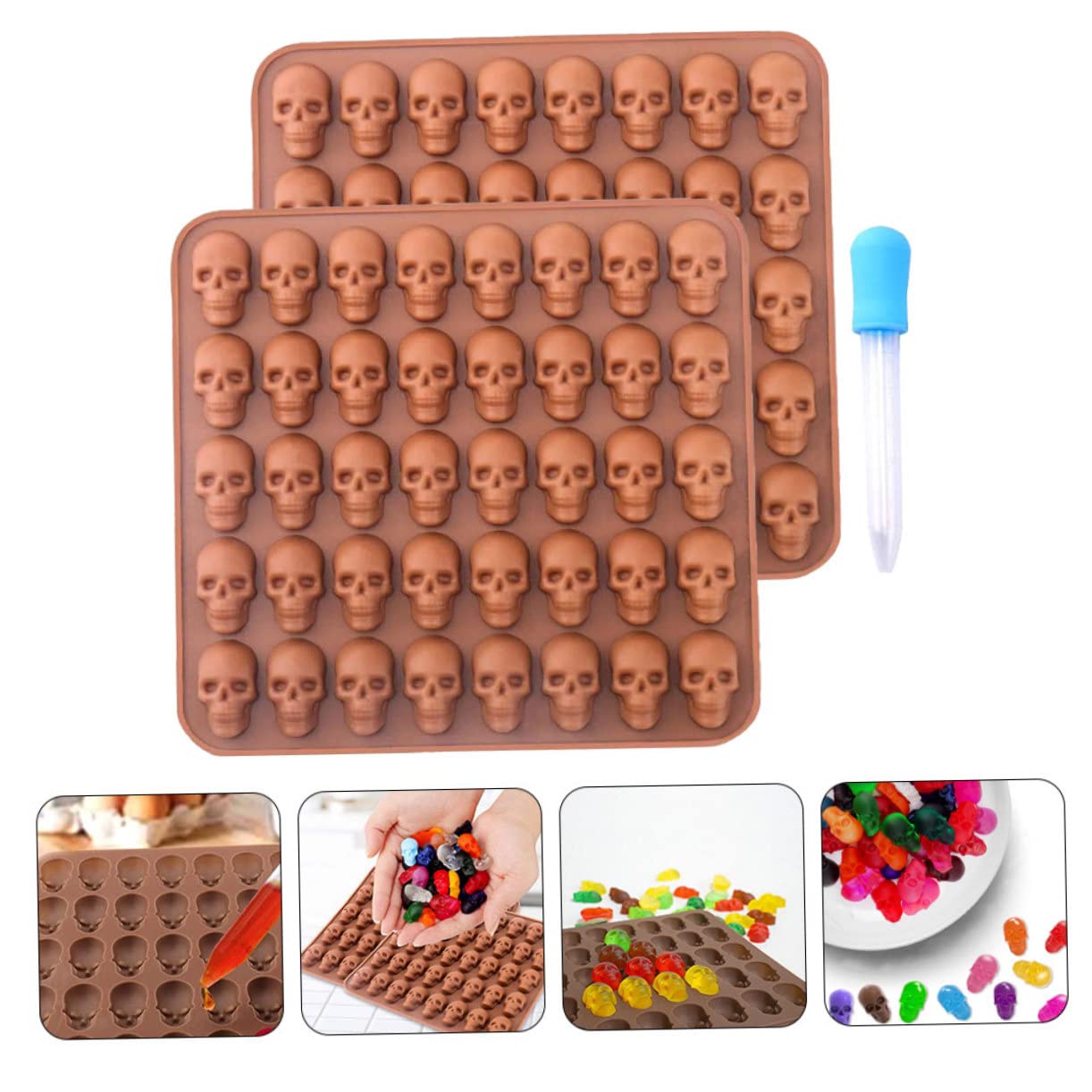 PRETYZOOM 3 Juegos De Moldes De Calavera Para Jabón Moldes De Chocolate De Calavera Moldes De Chocolate Para Halloween Galletas Con Cuentagotas Moldes De Fondant De Molde De