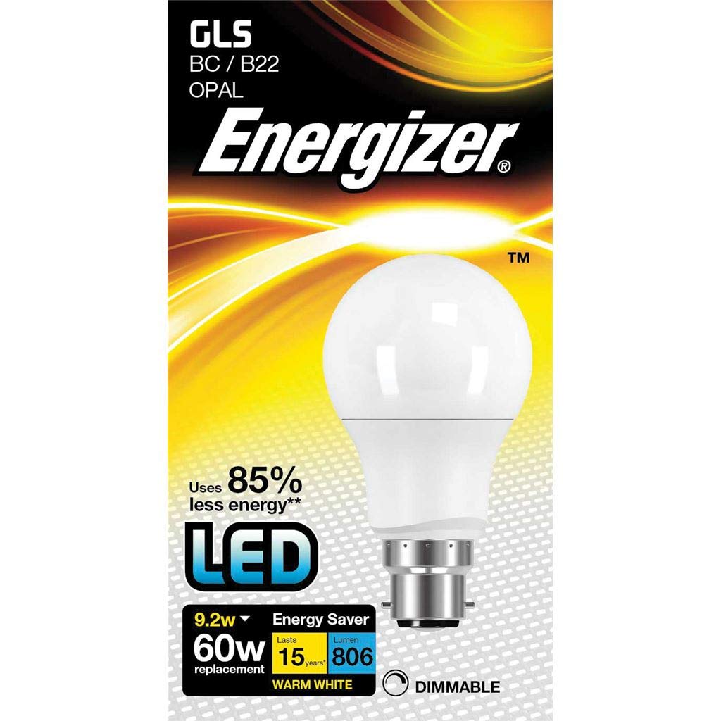 Energizer® LED BC (B22) Opal GLS Dimmable Bulb, Warm White 806 lm 8.8W