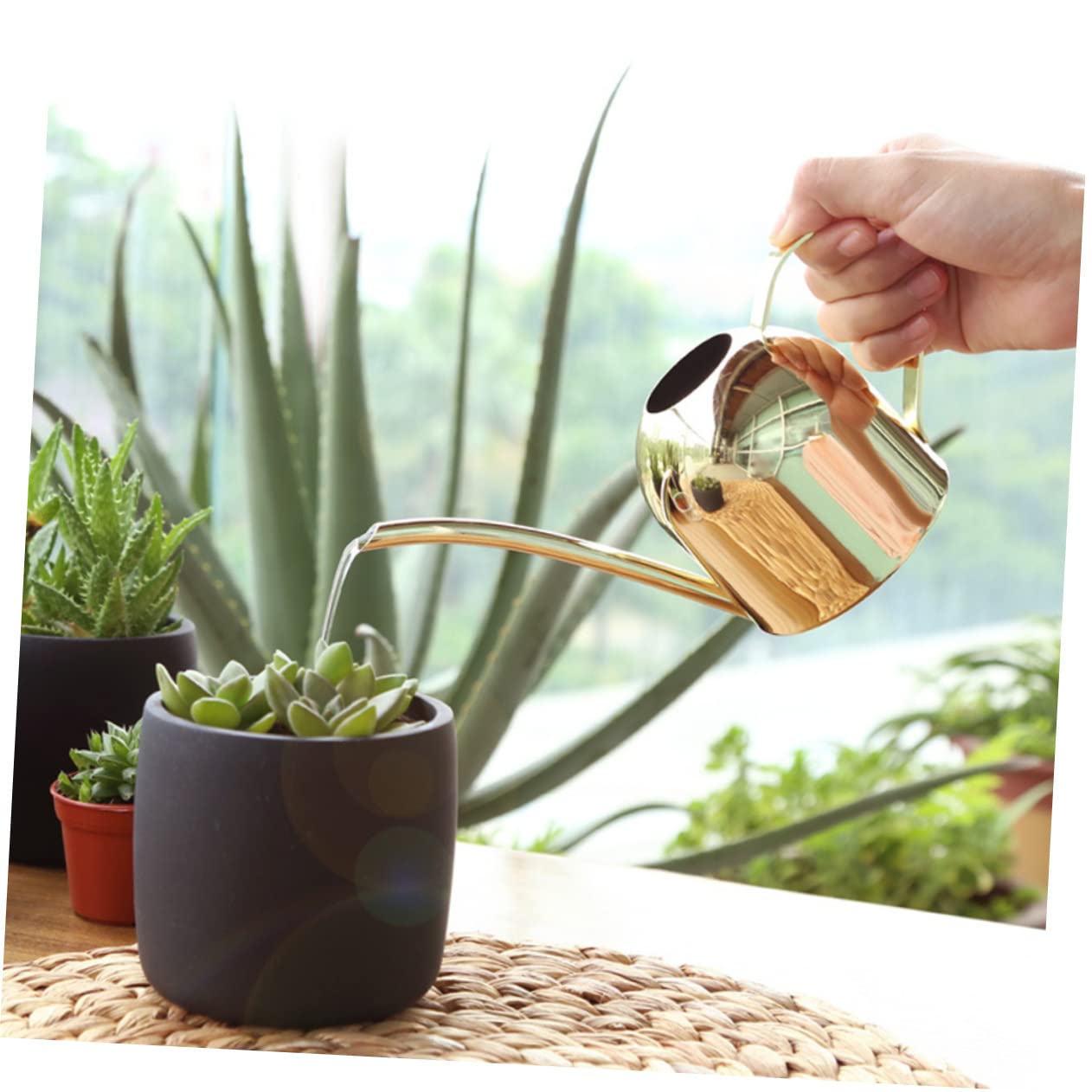 Happyyami Annaffiatoio Per Piante Da 500 Ml Di Irrigazione in Acciaio Inossidabile Per Piante Bollitore Con Beccuccio Finitura Lucidata A Mano