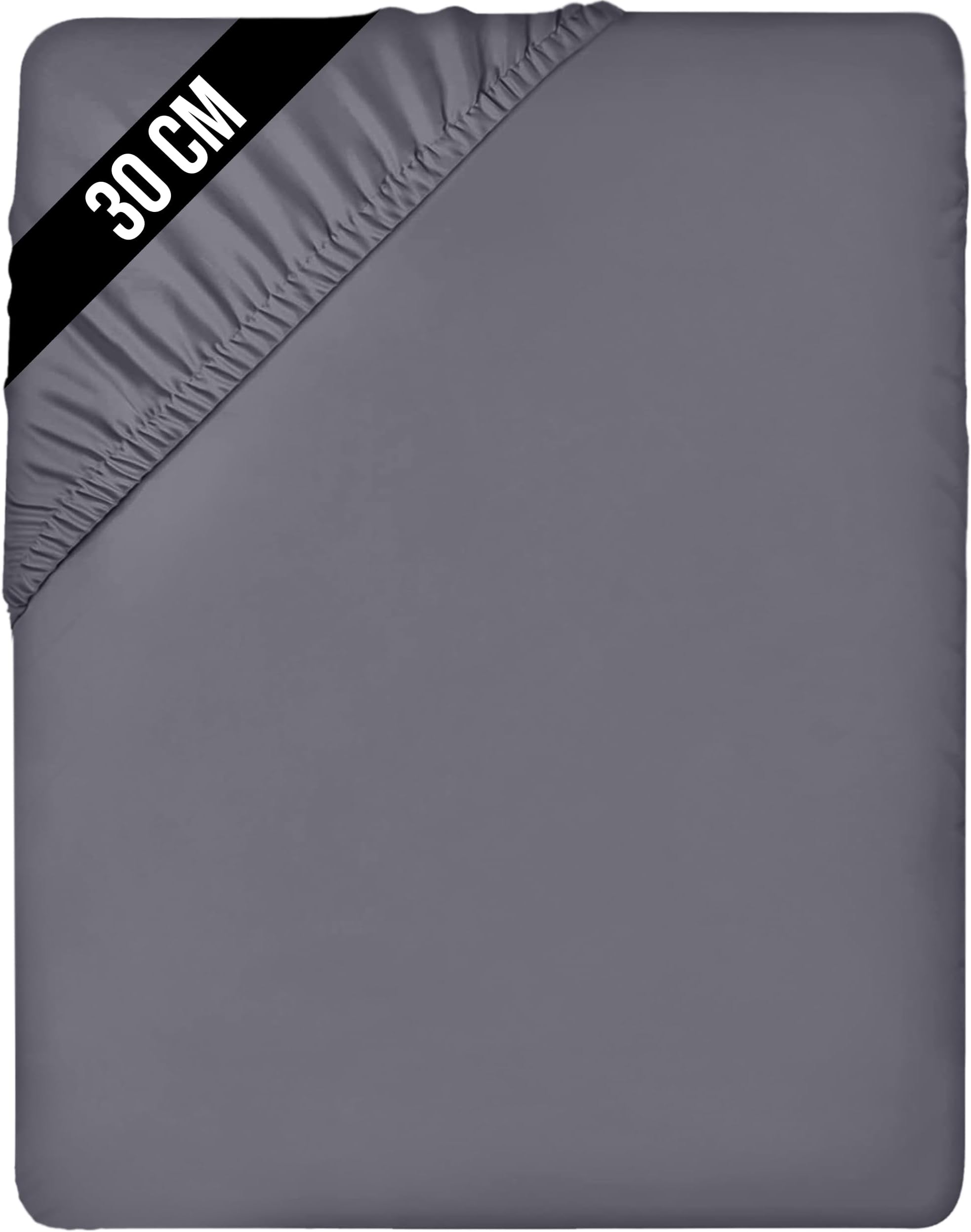 Utopia Bedding - Fitted Sheet 135 x 190 cm - Grey - Brushed Polyester Microfibre Fitted Sheet - 30 cm Deep Pocket