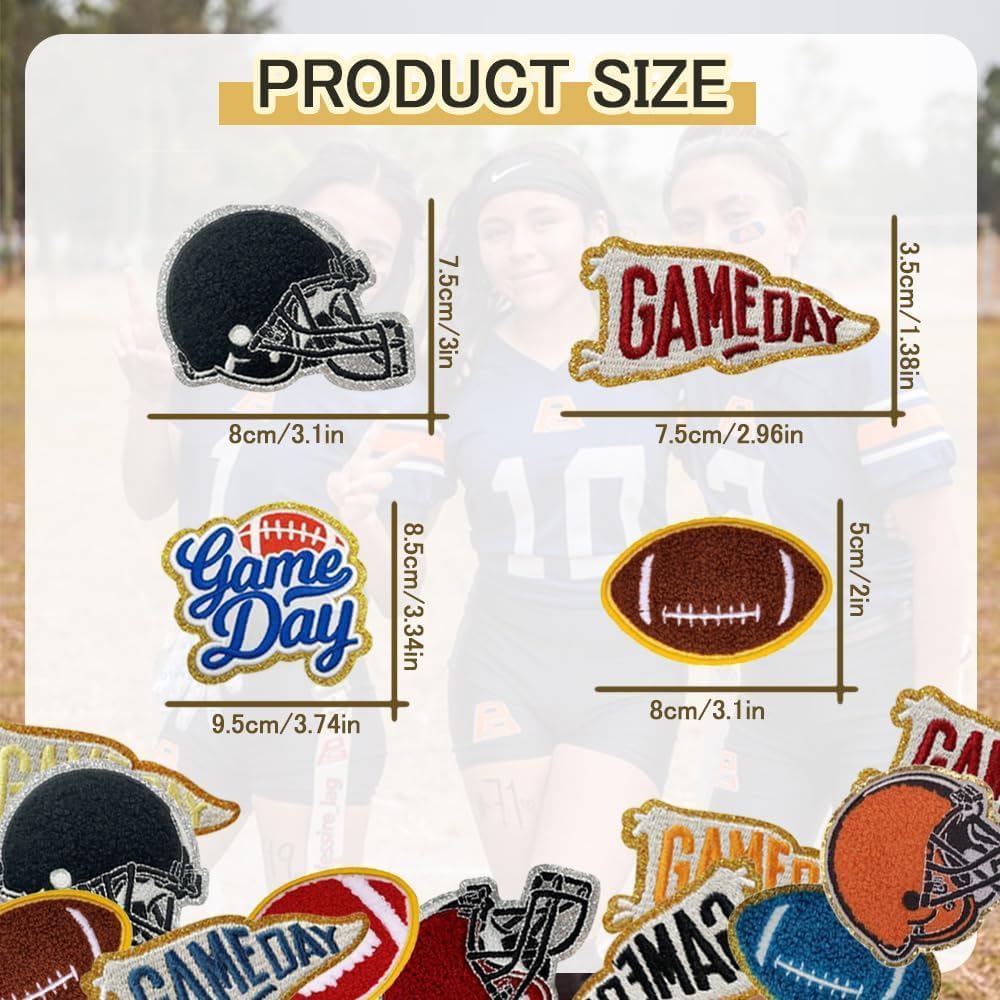 DBChan スポーツアイロン接着フットボールパッチ21個 ラグビーシェニール修復パッチ レター縫い刺繍アップリケ トラッカーハット