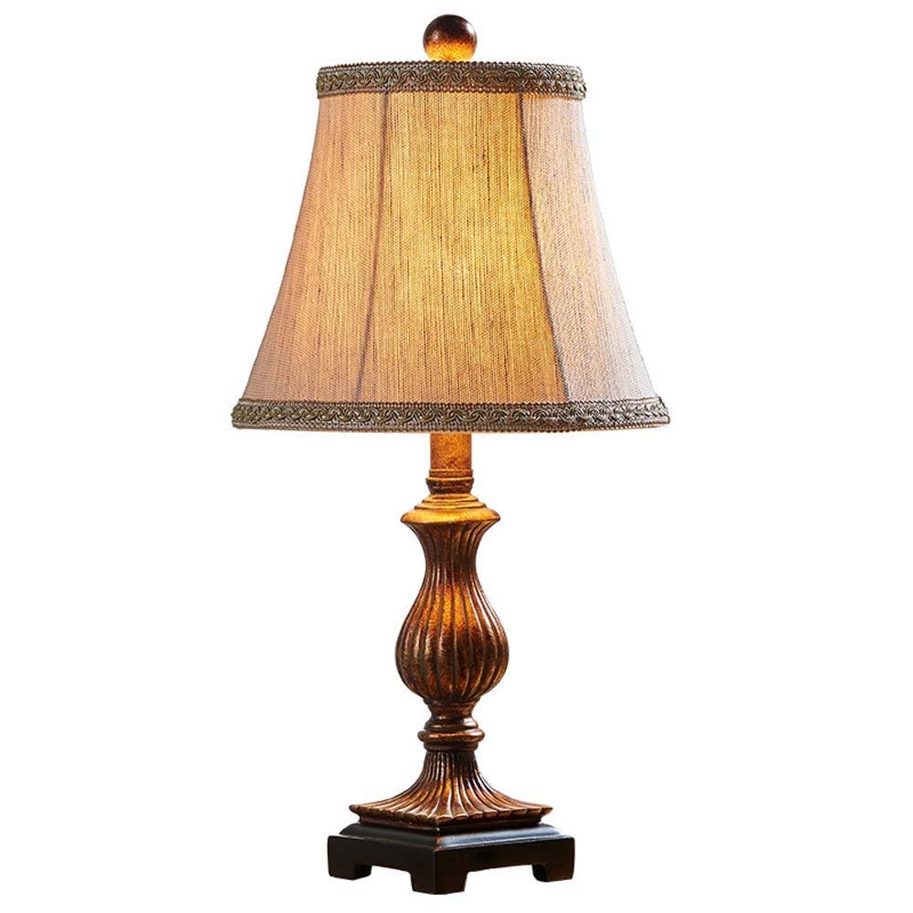 XANAYXWJ stołowa stołowa z żywicy, Lampki nocne na biurko z abażurem z lnianej tkaniny, Amerykańska lampka nocna do czytania w stylu retro do biura, sypialni, salonu (27X1), Szerokie 10 cali i