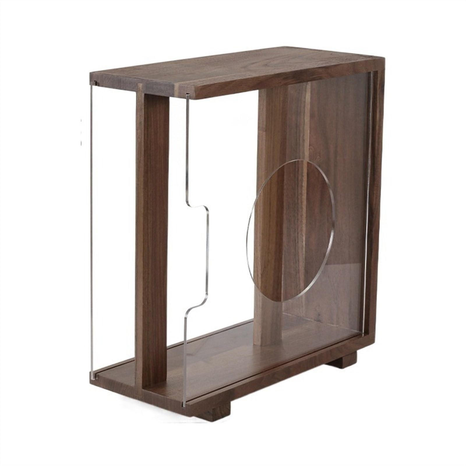 WQQYU6HKF CD Case Vinyl Record Storage Holder, LP Box with Solid Wood Frame, Vintage Album, Dovetail Tenon Process, Cube Disc Holder(Black walnut)