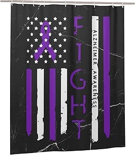 Alzheimer Awareness Ribbon American Flag Shower Curtain 72x60Inch Bathroom Shower Curtains Iron