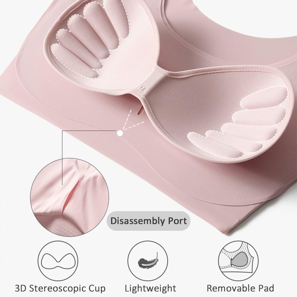 Women's Seamless Bras No Underwire Zero Feel Sleep Bralettes Full Coverage Sport Everyday Bra with Removable Pad - Image 4