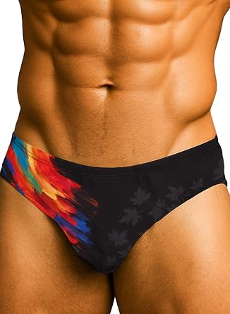 Mens Graphic Beach Swim Briefs Gay Low Rise Bikini Swimwear Swimsuit Sexy Funny Bikini