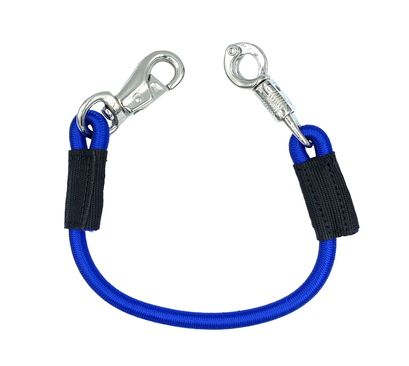 Transport Elastik Anbinder Anbindestrick Elastik Anbindestrick Gummianbindekette mit Panikhaken und Bull Snap für Reitsport Pferanhänger Box und Stall (60 cm), Royal Blue