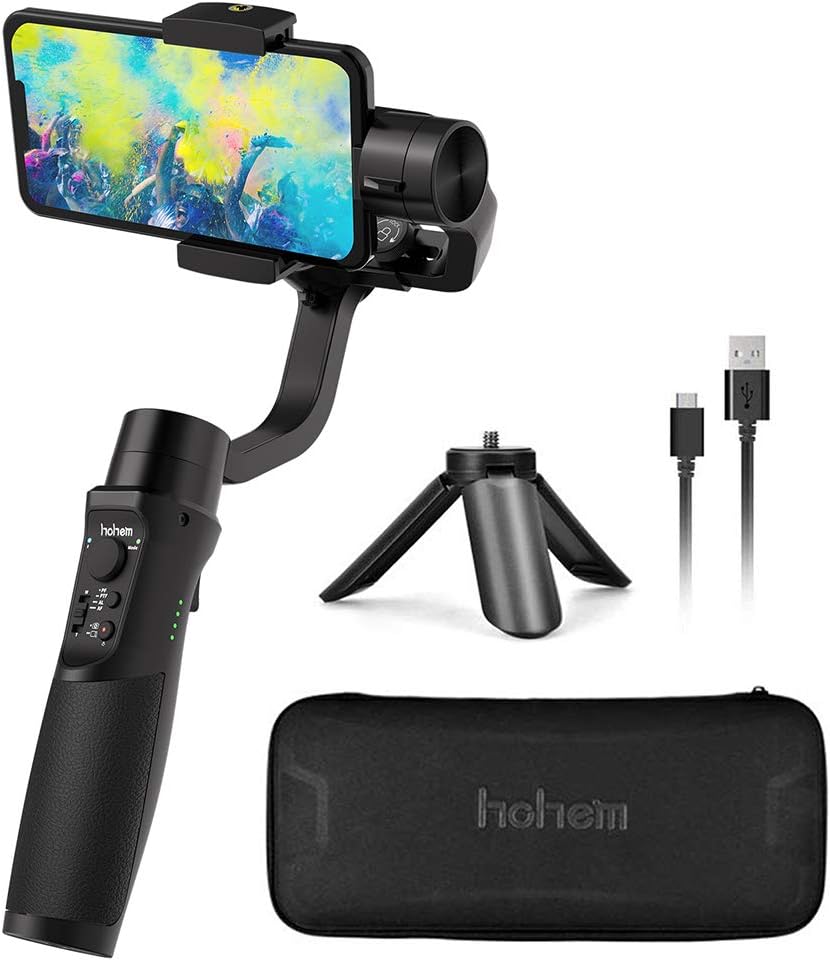 Hohem Handheld Gimbal Stabilizer for iSteady Mobile Plus Smartphone with Motion Sensing Mode with Face Tracking Time - Lapse Photography Vlog Youtuber Live Video for iPhone Android