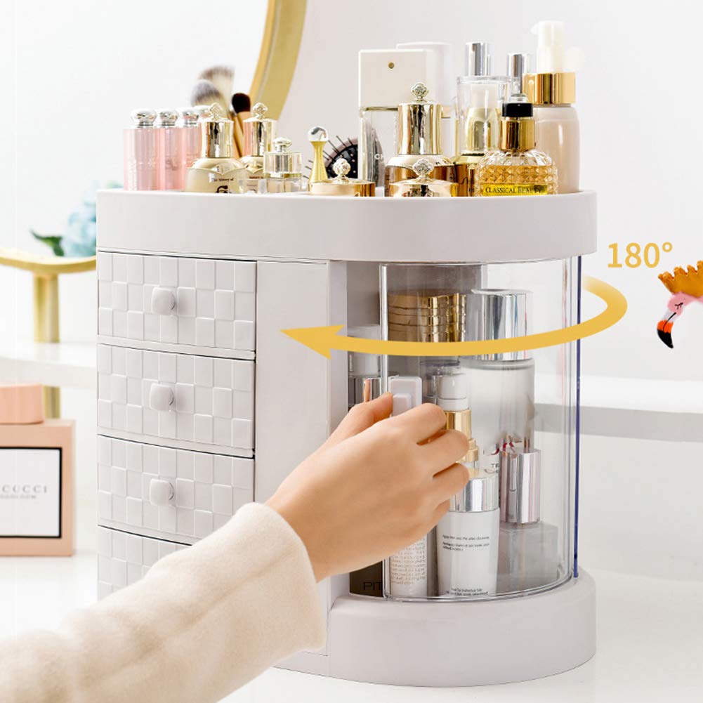 Caja Organizador de Maquillaje, Organizador de Cosméticos, Compartimento de Almacenamiento de Cosméticos con Múltiples Funciones Saludable, White