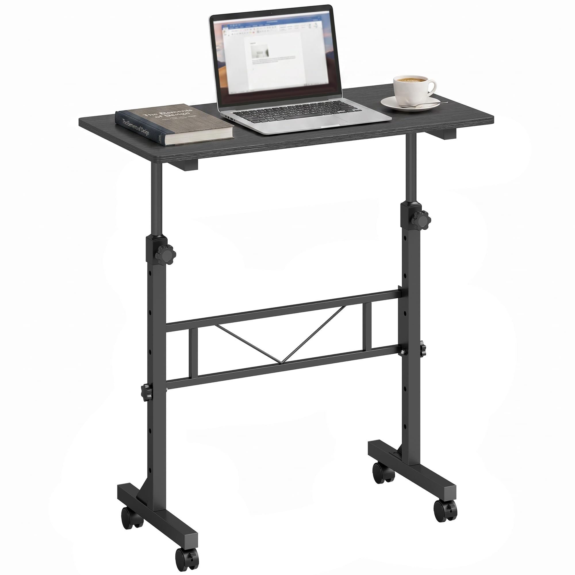 HOMCOM Overbed Table Adjustable Height Laptop Desk, Black