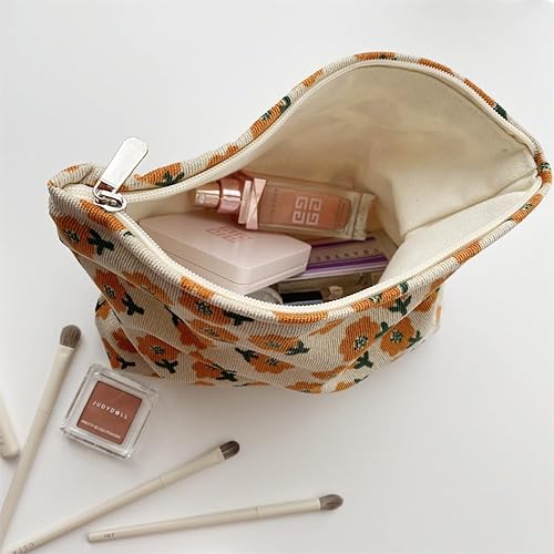 Miniatura 2 de KSMMA Bolsa de maquillaje para mujer, bolsa de cosméticos de pana y bolsa para lápices, juego de 2 piezas, organizador de cosméticos de moda, bolsa
