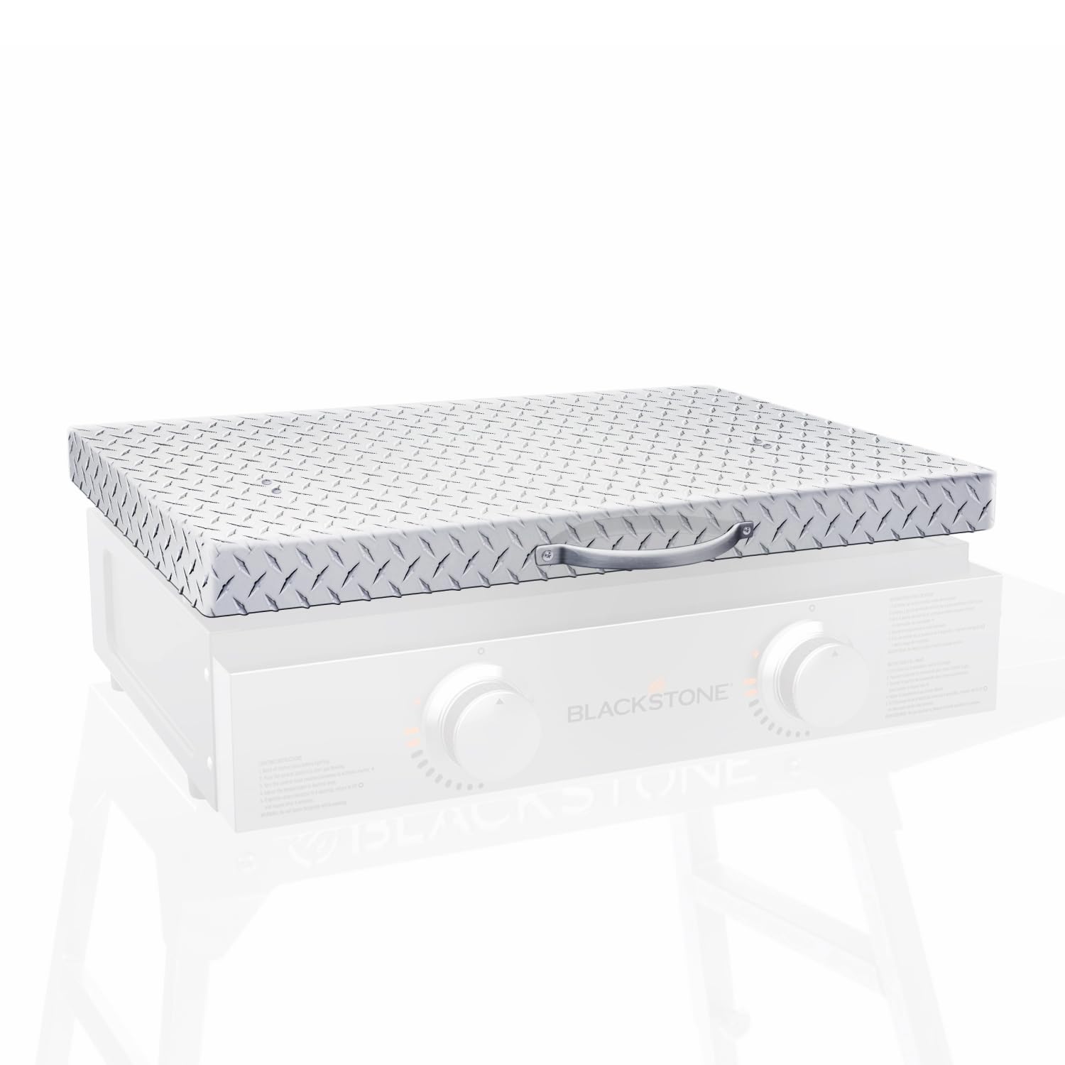 Flybold Blackstone Griddle Cover 22 inch - Waterproof Diamond Plated Design with Aluminum Hard Top Lid & Stainless Steel Handle for BBQ, Camping, Makes for Perfect Blackstone Accessories