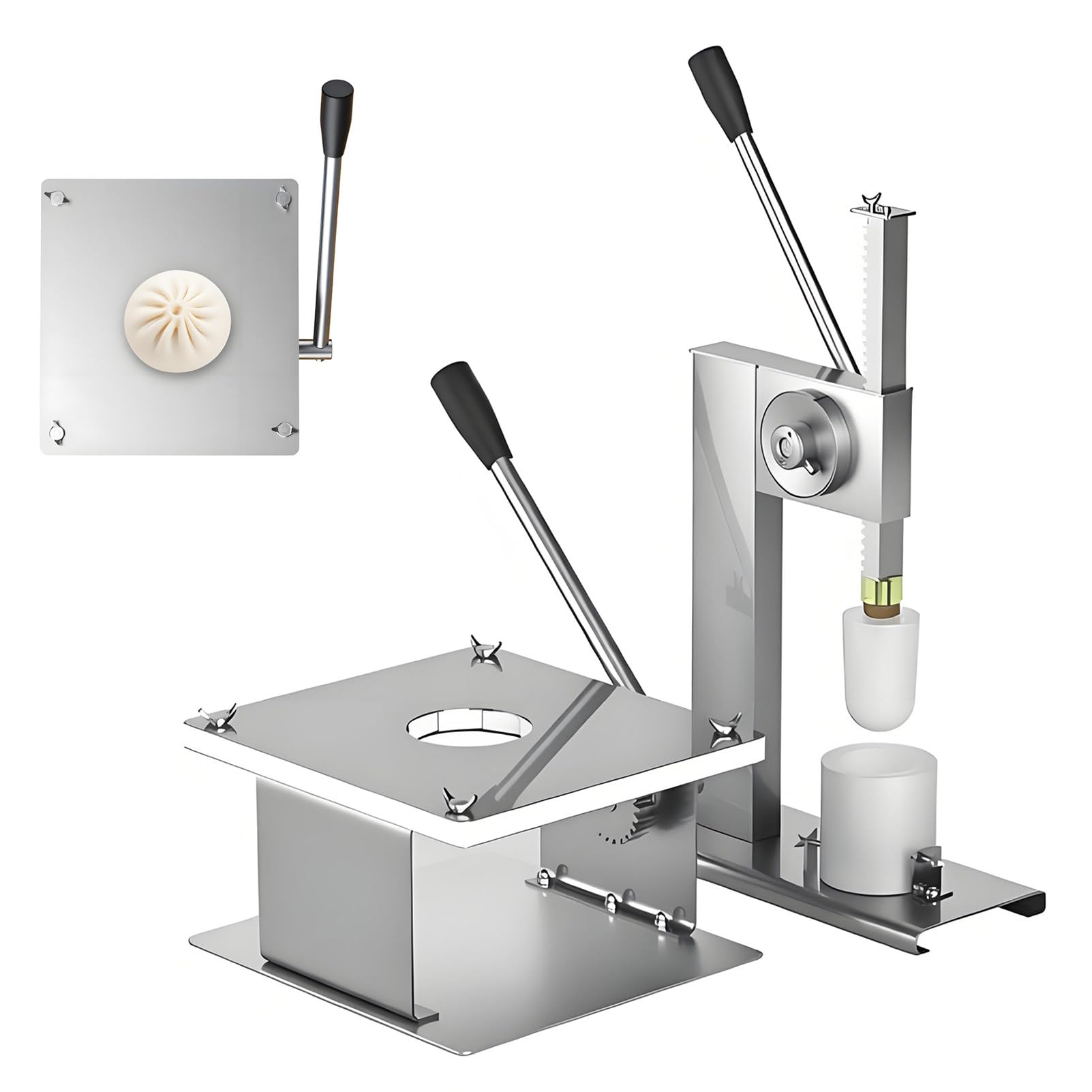 EpyGnom Baozi Maker, Commercial Semi-Automatic Bun Forming Making Machine with Dough Press Machine, Closing Machine and 3 PE Molds, 400-500buns/h, for Home or Commercial Use