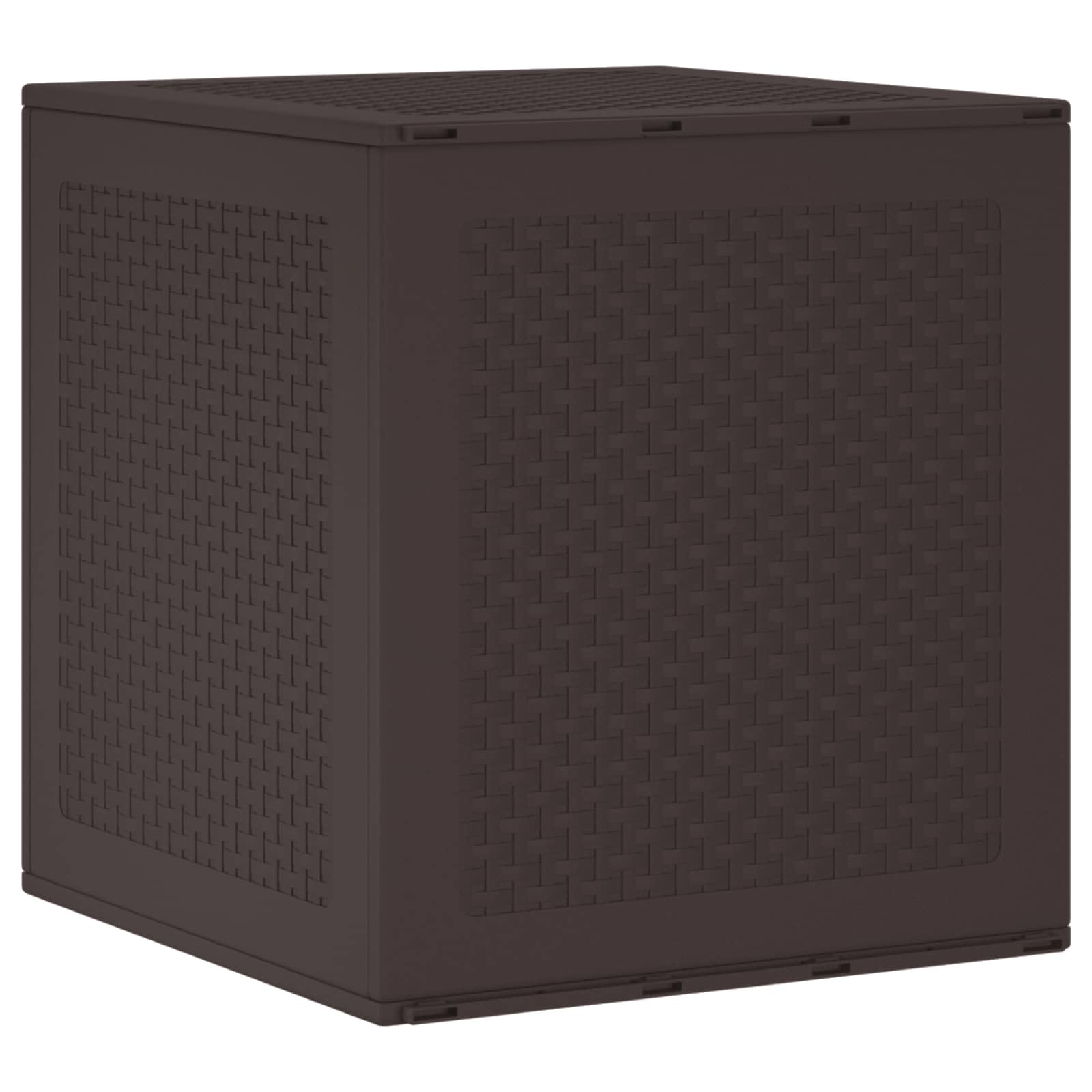 Contenitore marrone in polipropilene, 55 x 53 x 57 cm, per giardino e terrazza, resistente alle intemperie, impermeabile, come panca, contenitore per cuscini, attrezzi, accessori per