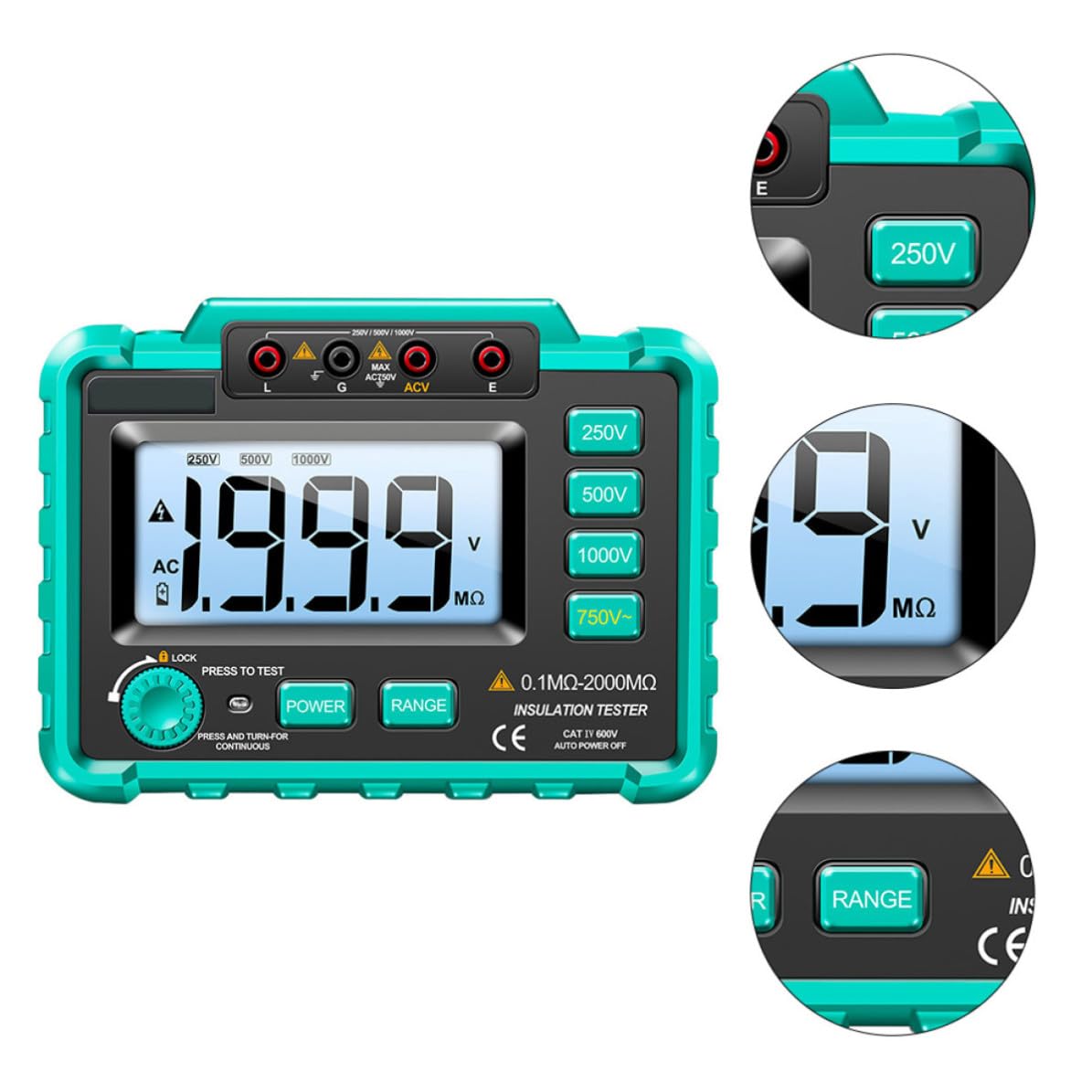 Digitales Megohmmeter Mh11 mit Counts, Grün, Tragbar