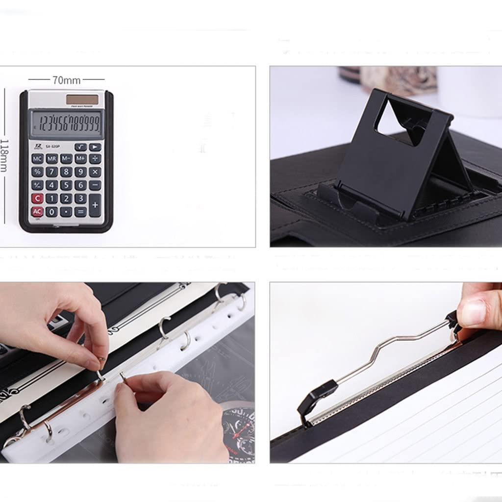 Cartella per Documenti in Pelle A4, Portafogli Padfolio Binder Conferenza Riunione Esecutivo File Legale Document Organizer A4 Blocco Note Padfolio per Uomo Donna