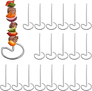 FRIUSATE 20 Pieces Metal Kebab Skewers for Air Fryer, Standing Barbecue Skewers Stainless Steel Skewers BBQ Vertical Skewers Sticks BBQ Grill Skewers