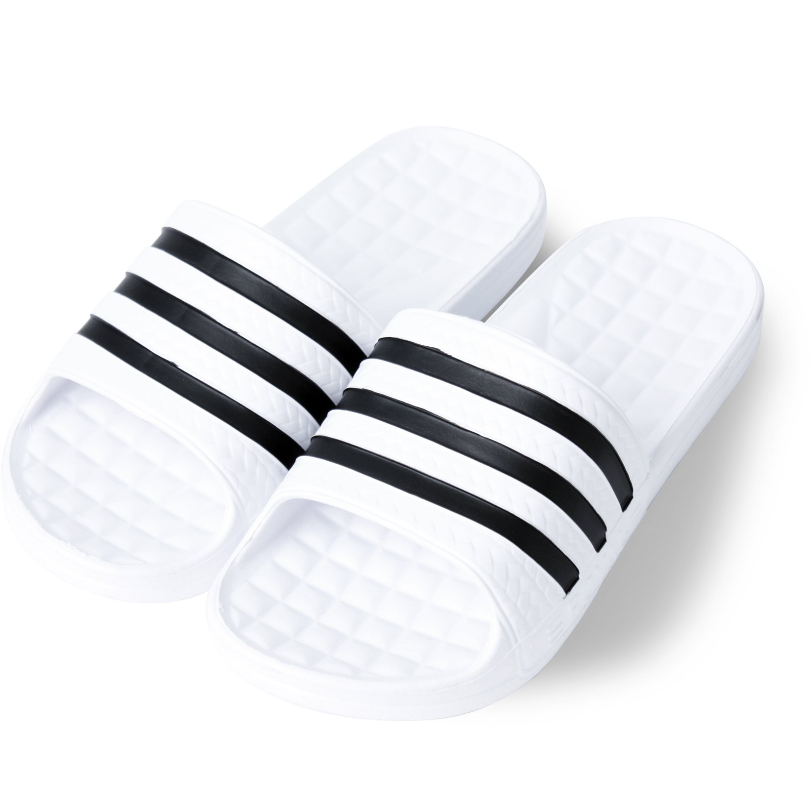KT Korean Style Three Striped Eva Slide Sandals Slippers for Women or Men (White)