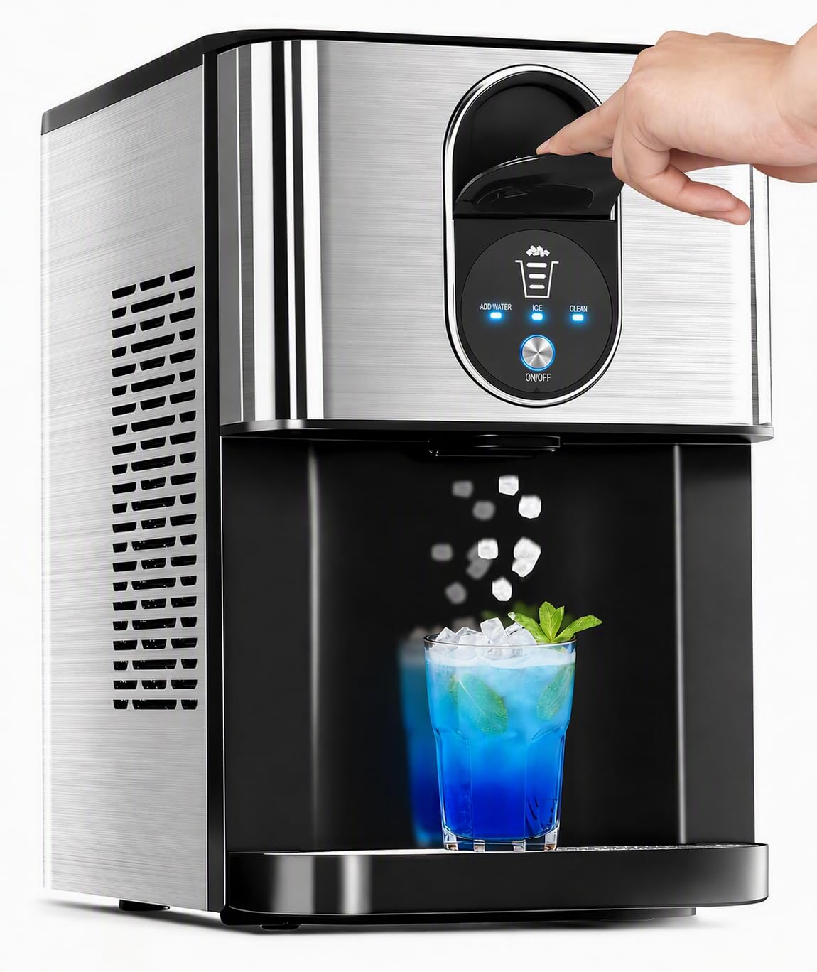 Nugget Ice Maker Countertop, 44lbs/24H Crushed Ice Machine