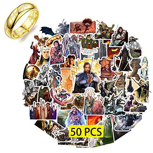 Moriso The Rings Stickers 50 Pcs(with The One Gold Plating)Gifts Trilogy Movie Fantasy Figure Vinyl Merch for Laptop,Bumper,Water Bottles Moriso The Rings Stickers 50 Pcs(with The One Gold Plating)Gifts Trilogy Movie Fantasy Figure Vinyl Merch for Laptop,Bumper,Water Bottles