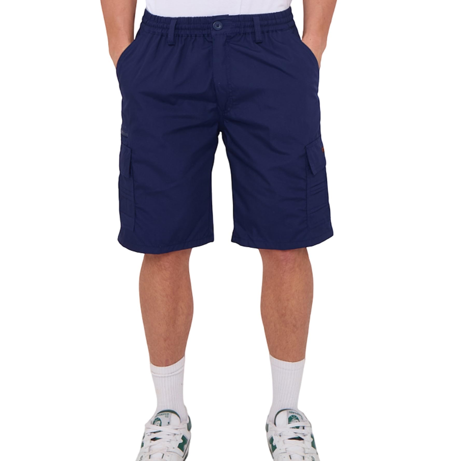 LABEL APPAREL Plus Size Mens Cargo Combat Shorts Casual Cotton Elasticated Waist Regular Fit Cargo Short Big Size Workwear Half Pants 4XL-6XL, Navy 6XL