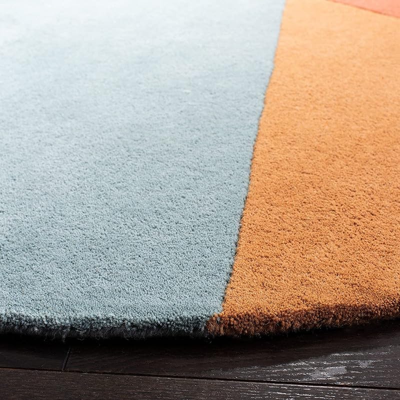 Image of Handmade Pure Woollen Carpet Collection for Hall with 1.0 inch inch Thickness 8 X 8 Feet - Round Multi Rust FT