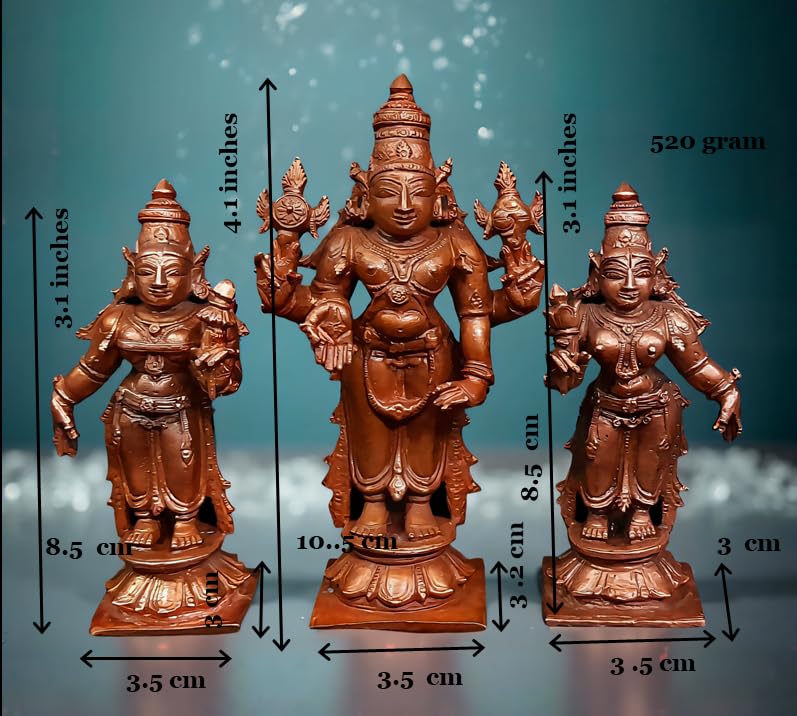 Image of Venkateswara with Sridevi and Bhudevi Murti - 3.9 in