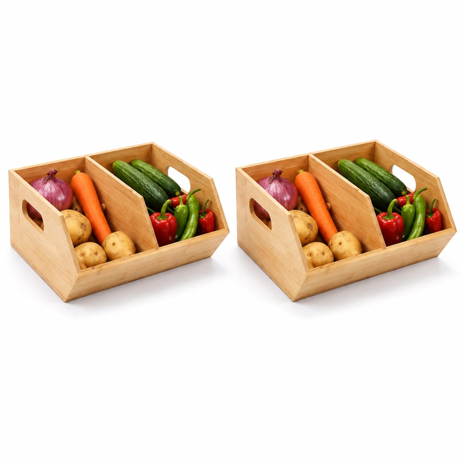 Naturholz Vorrats-Organizer, Obsts- Und Gemüseaufbewahrung Aus Bambues | Küchen-Organizer Aus Holz, Stapelbarer Brotkorb & Vorratsbox Für Kartoffeln Zwiebeln Für Snacks Kartoffeln Zwiebeln Und Den