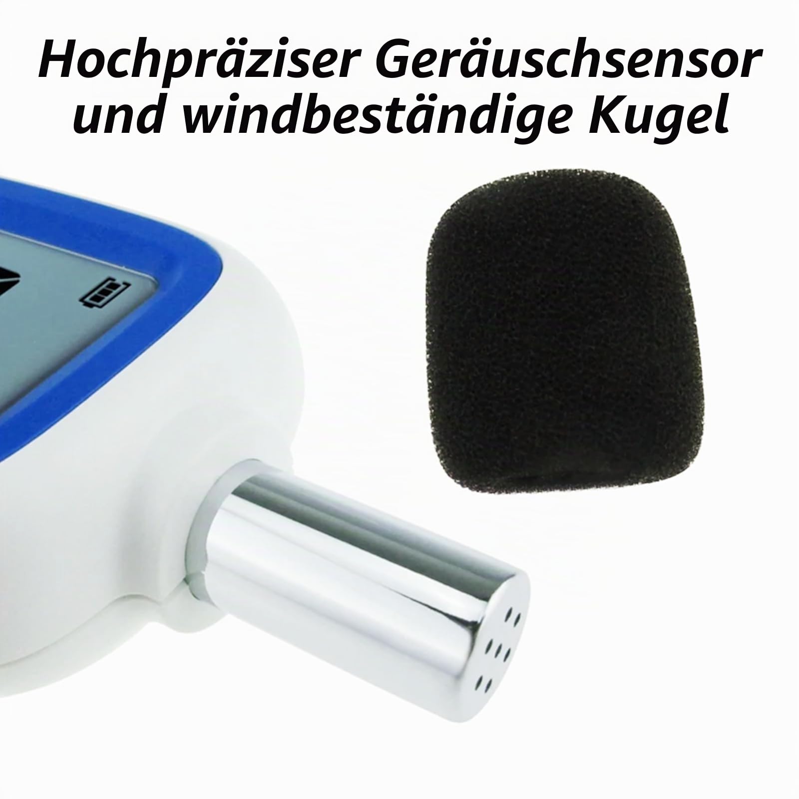 Digital Schallpegelmesser, Schallpegelmessgerät mit Bluetooth-fähiges, Dezibel Messgerät 30~130dBA Bereich MAX/MIN Datenhold mit LCD-Display und Hintergrundbeleuchtung für Zuhause, Schule