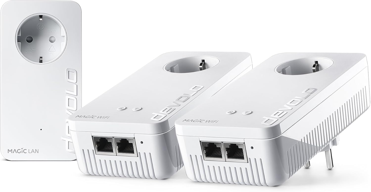 Product image of devolo Magic 2 WiFi next Multiroom Kit, WLAN Powerline Adapter, bis zu 2.400 Mbit/s, Mesh WLAN Steckdose, 2x Gigabit LAN, Access Point, dLAN 2.0, weiß