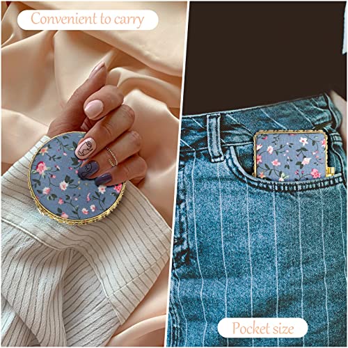 Blulu 24 Pieces Compact Mirror For Purse Flower Small Compact Mirror Gift Makeup Mirror Floral Pocket Mirror Retro Folding Portable Travel Mirror For Women Girls(Gold Edge) #TOP4